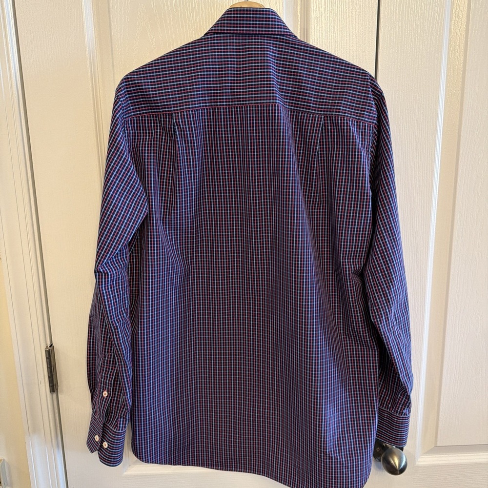 David Donahue Men's Blue & Red Plaid Button Down Long Sleeve Shirt Size Large - Picture 10 of 10